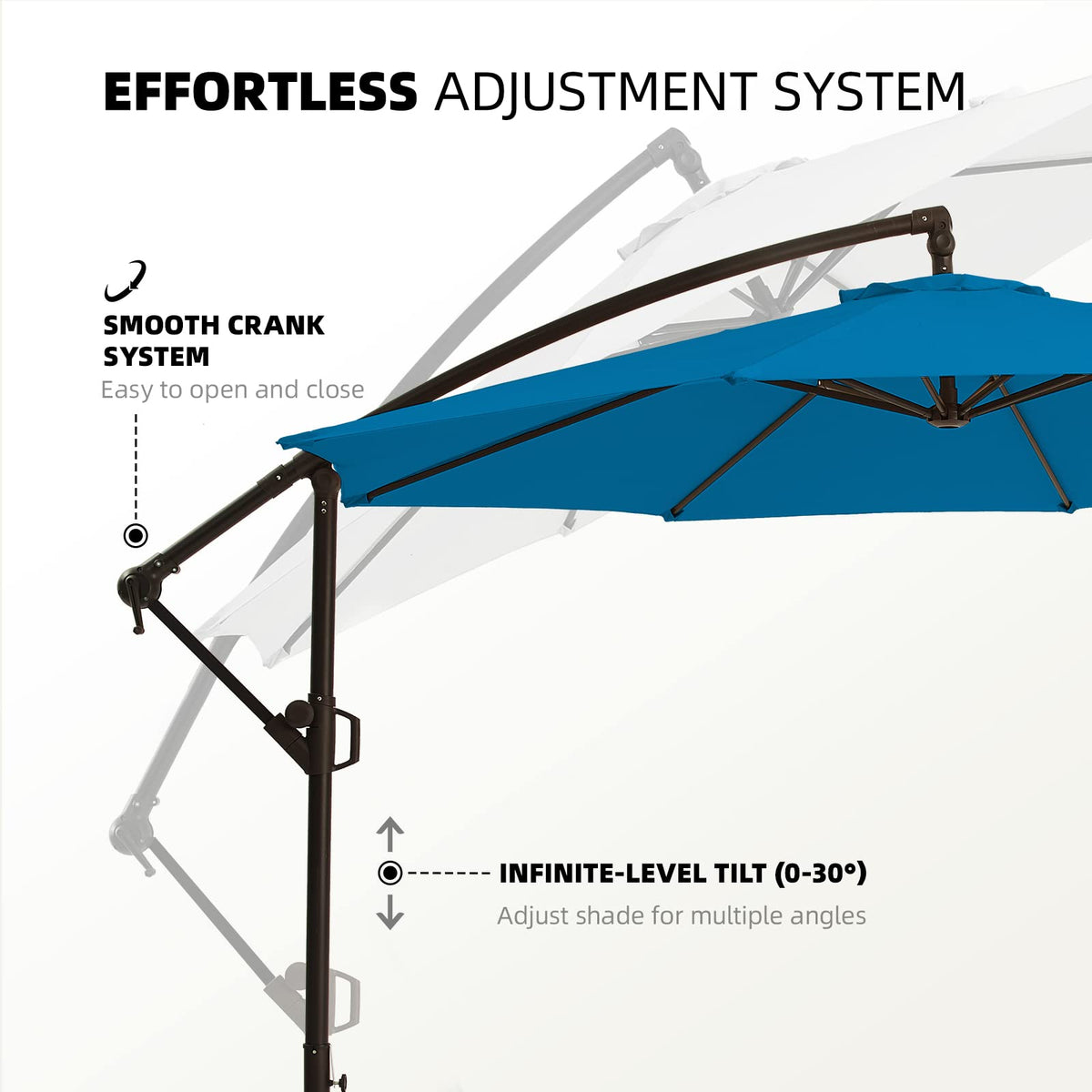 10ft Blue Offset Cantilever Patio Umbrella with Base Q5157