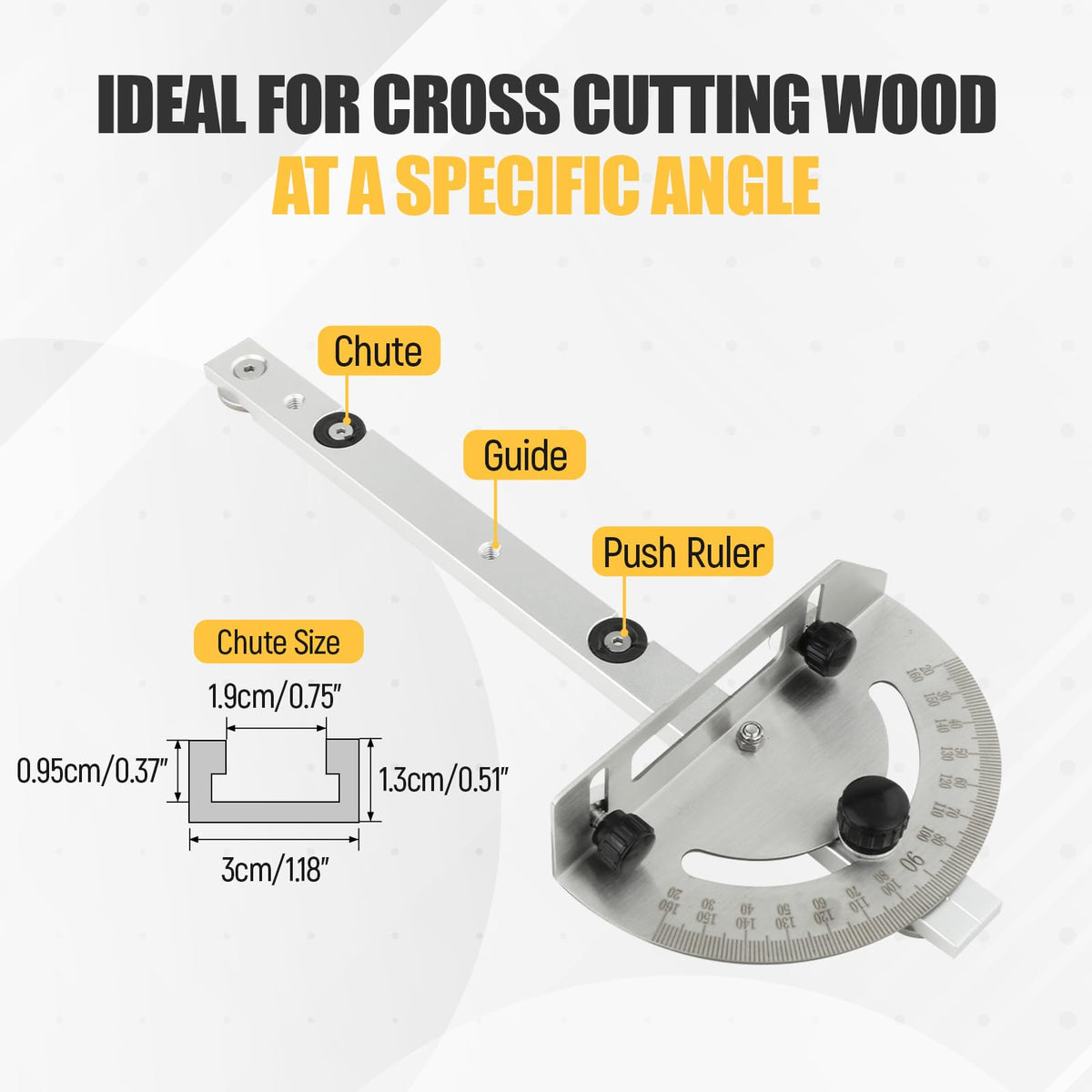 Table Saw Miter Gauge System with Miter Fence, 120° Angle Stops Adjustable, 250mm R86464