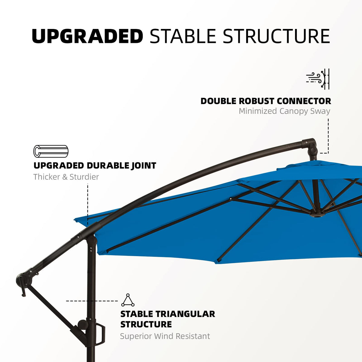 10ft Blue Offset Cantilever Patio Umbrella with Base Q5157