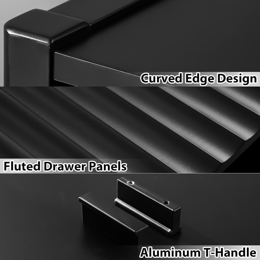 Black 6 Drawer Wood Dresser I33909