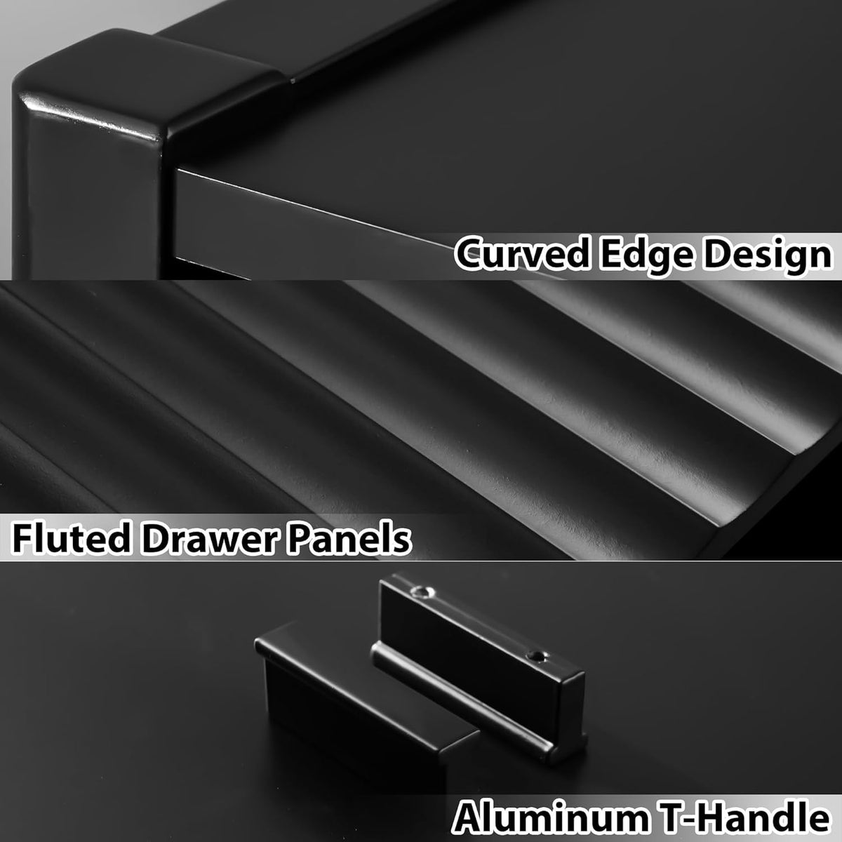 Black 6 Drawer Wood Dresser I33909