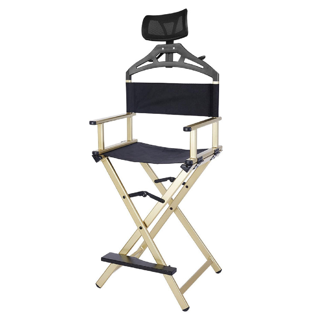 Foldable Stool with Head Rest, Portable Camping Chair, Supports Up to 300 Lbs, Gold L497