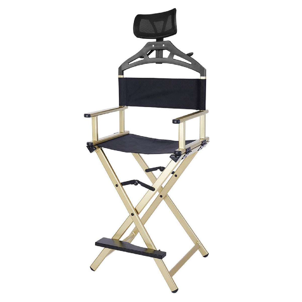 Foldable Stool with Head Rest, Portable Camping Chair, Supports Up to 300 Lbs, Gold L497