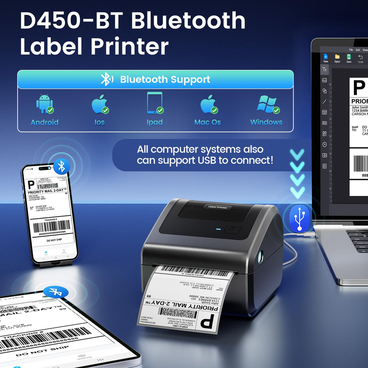 Bluetooth Shipping Label Printer P12740
