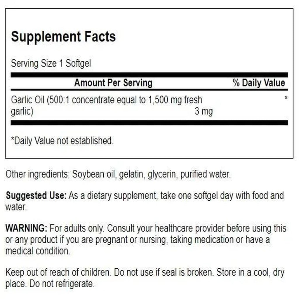 Garlic Oil 1500 mg 500 Softgels A201