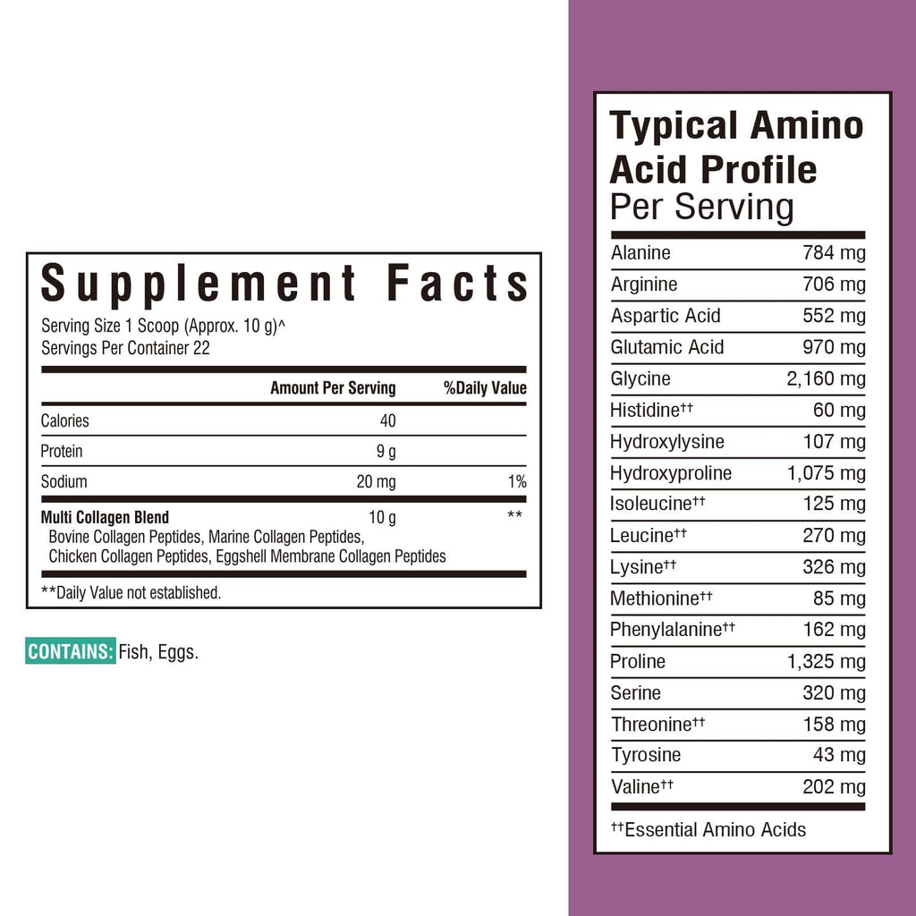 Multi Collagen Peptides Powder Type I II III V X Unflavored 8oz H939859