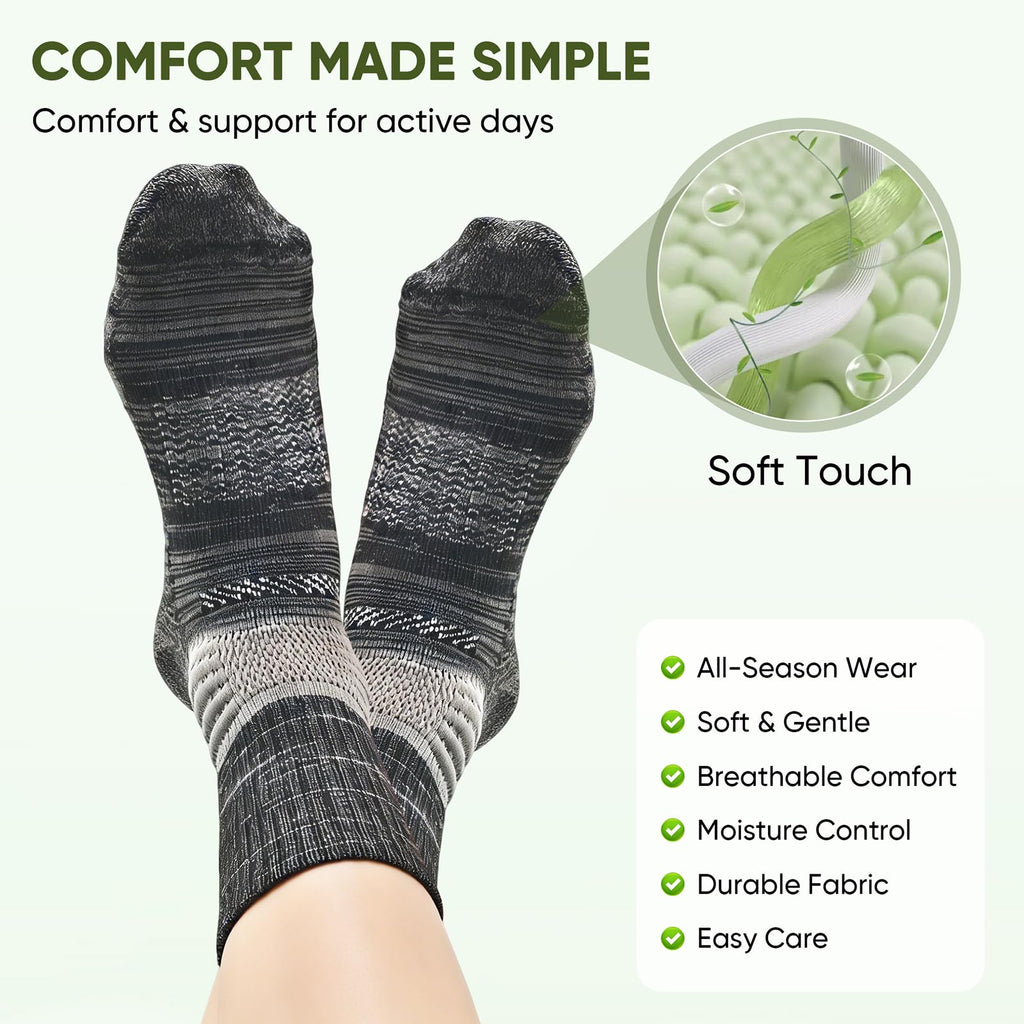 Compression Ankle Support Crew Socks 3 Pairs R53669