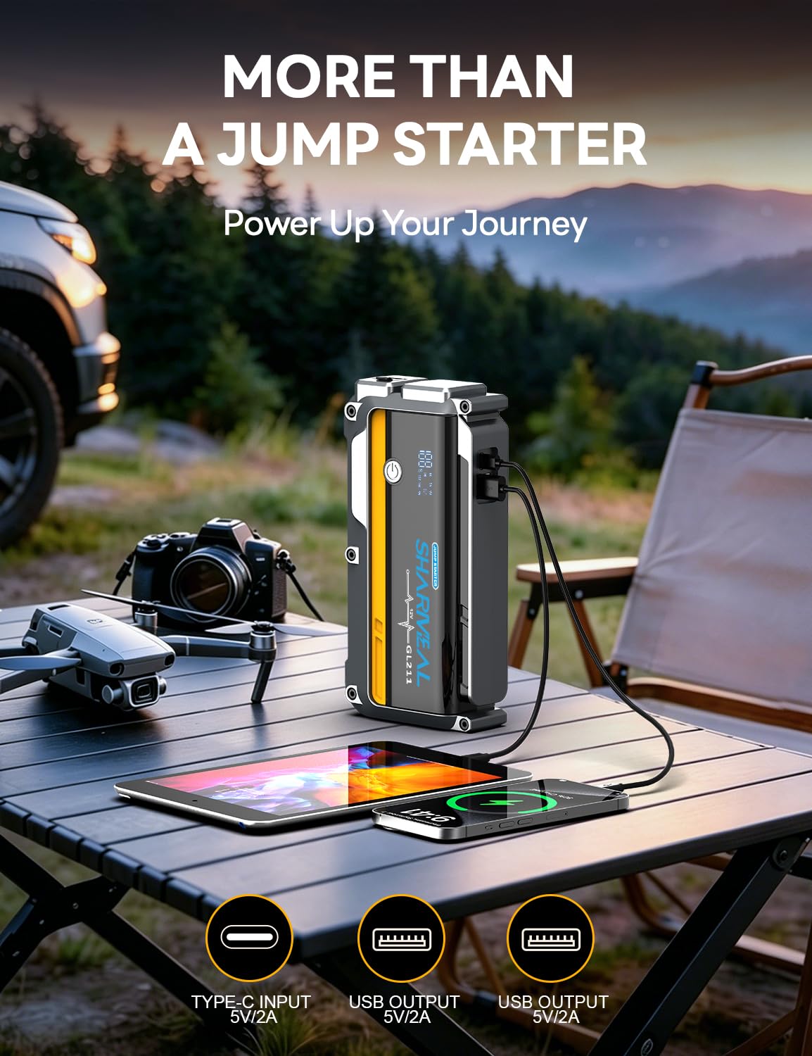 12V Portable Jump Starter with Jumper Cables M296874