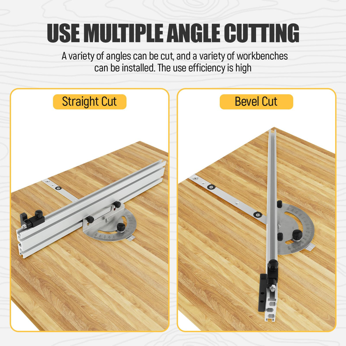 Table Saw Miter Gauge System with Miter Fence, 120° Angle Stops Adjustable, 250mm R86464