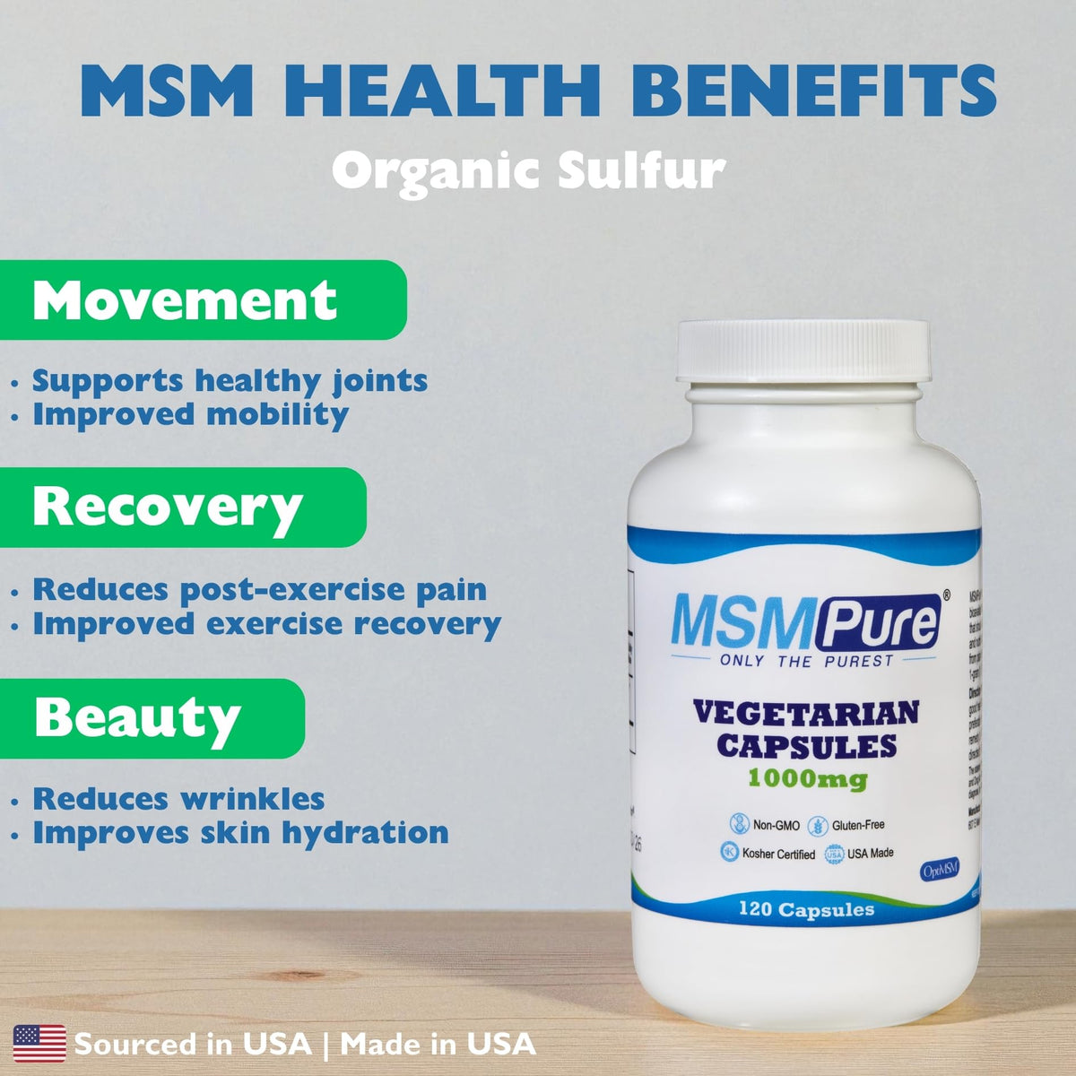 MSM 1000mg Vegetarian Capsules 120 Count B602