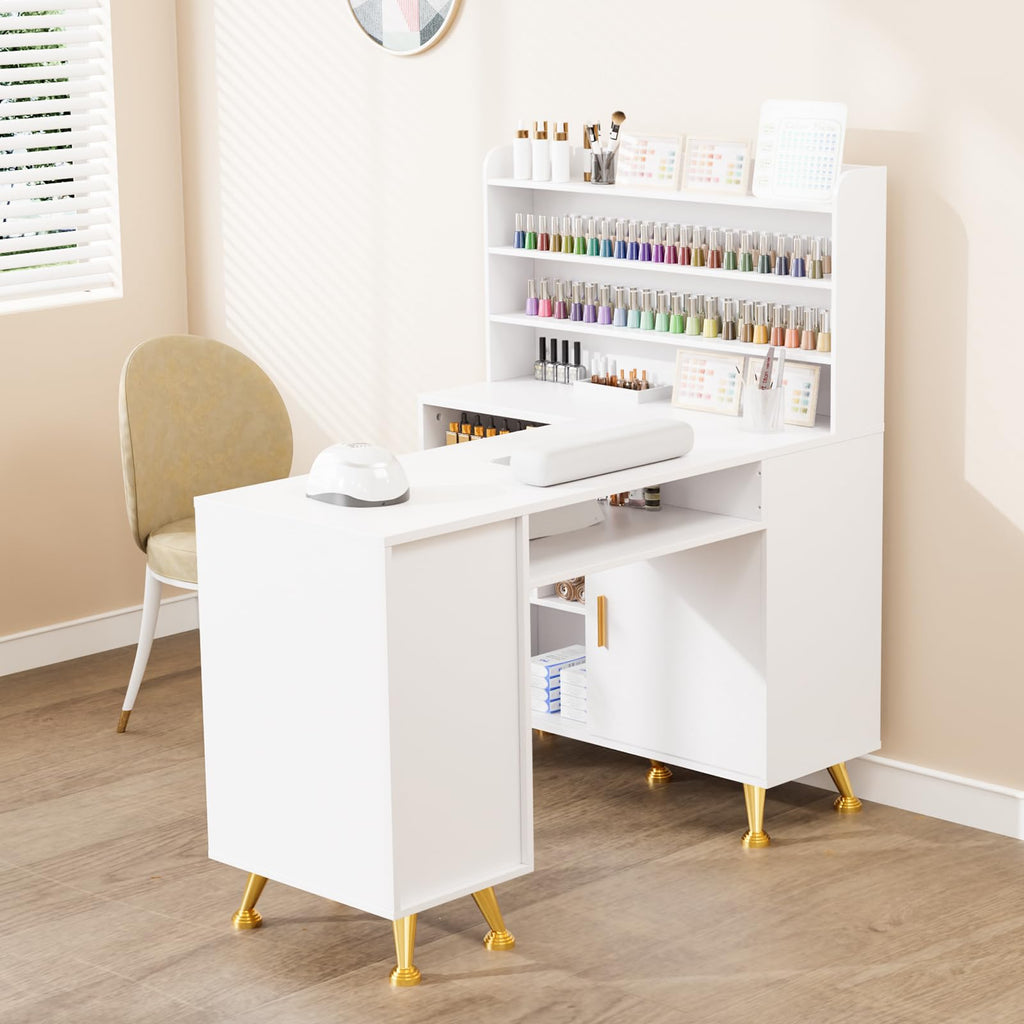 L Shaped Manicure Table with Dust Collector W6086
