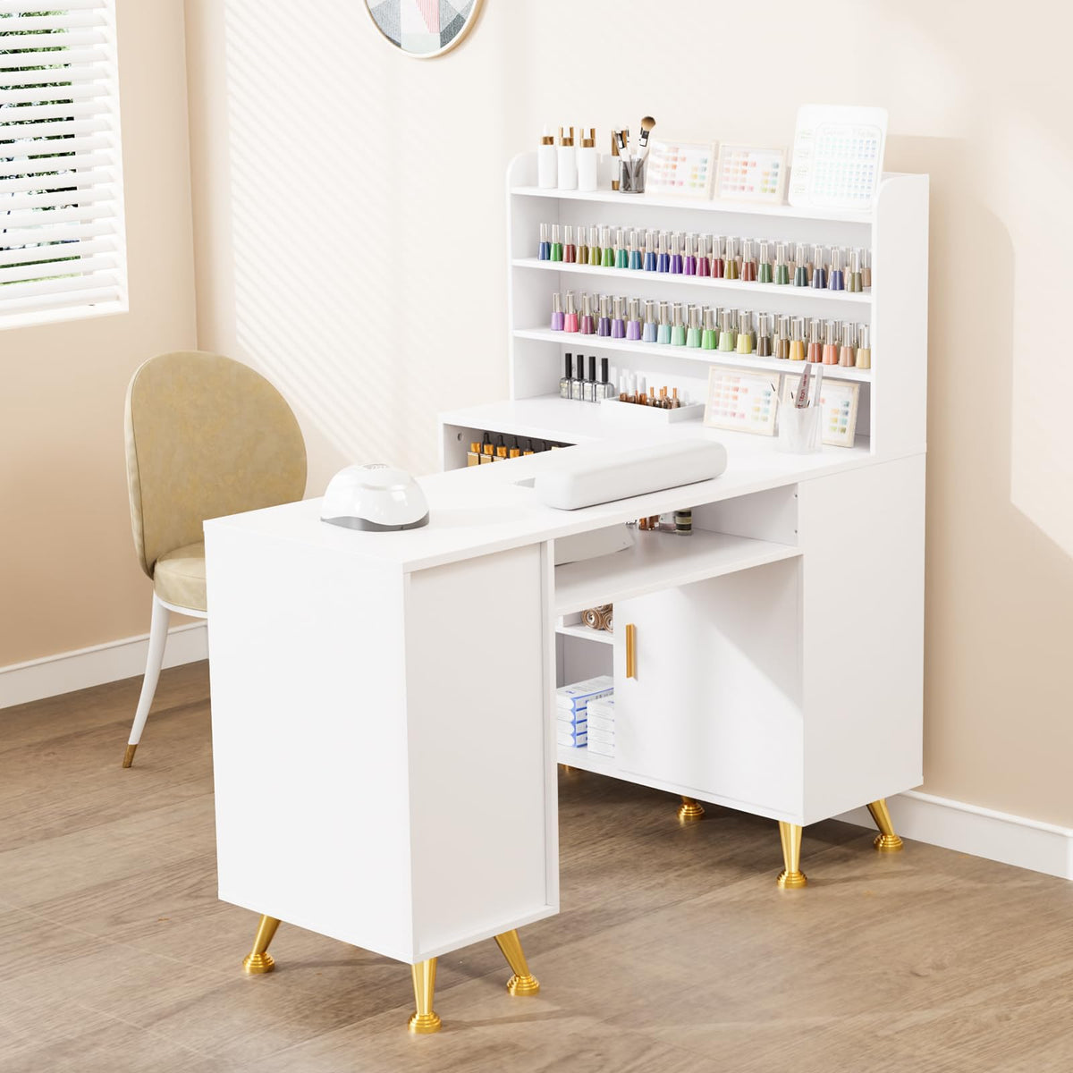 L Shaped Manicure Table with Dust Collector W6086