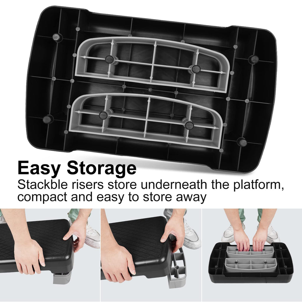 Adjustable 4"-6" Step Aerobics Platform with 2 Riser Q7457