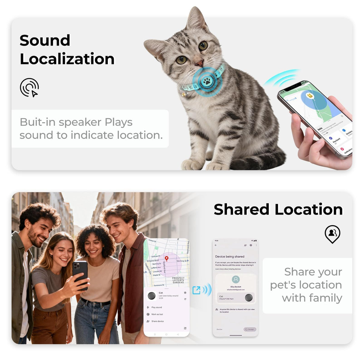 GPS Cat Tracker Collar Blue V5749