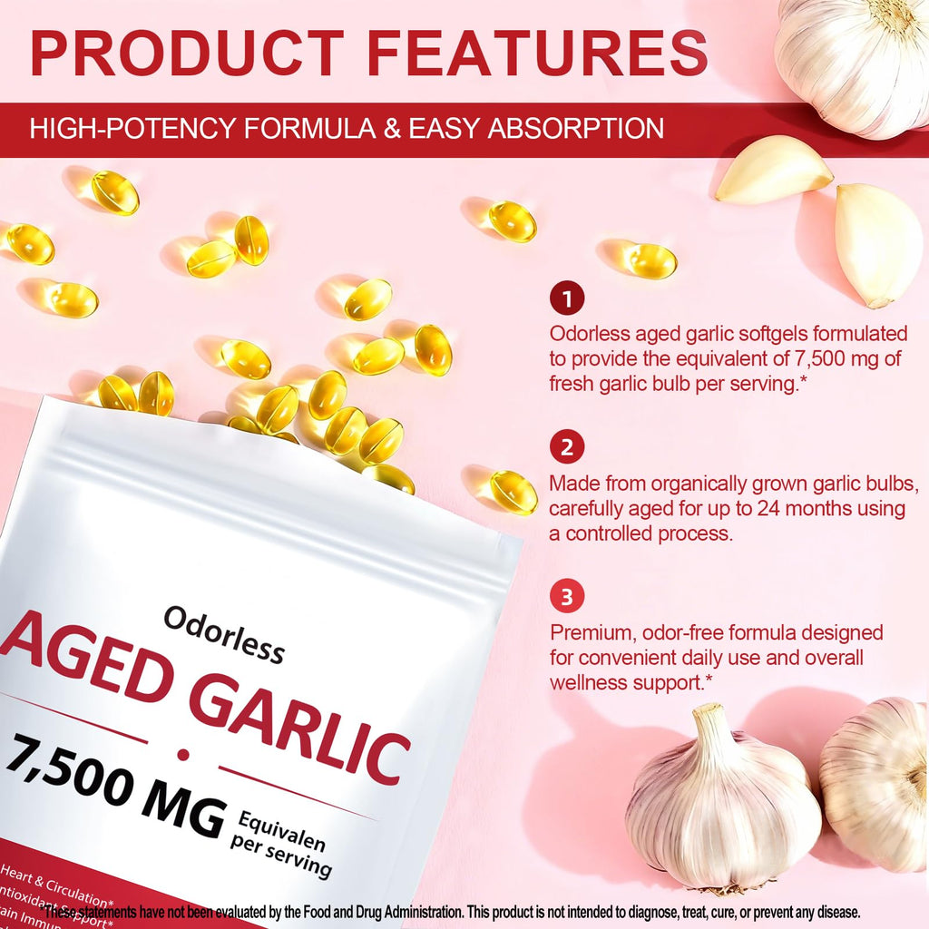 Odorless Garlic Softgels 7500mg 300 Softgels K541