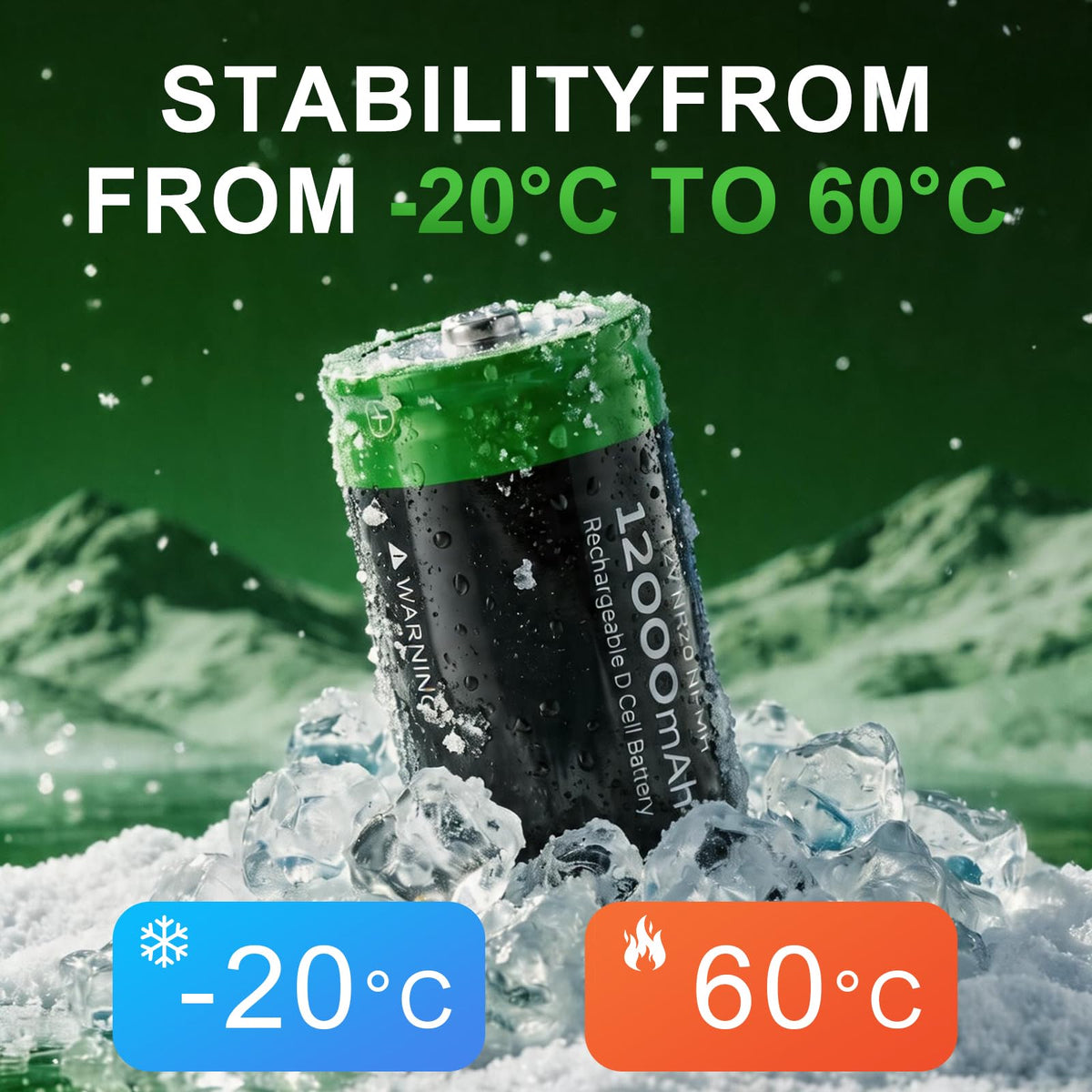 Rechargeable D Batteries, 12000mAh Ni-MH 1.2V 4-Pack X27153