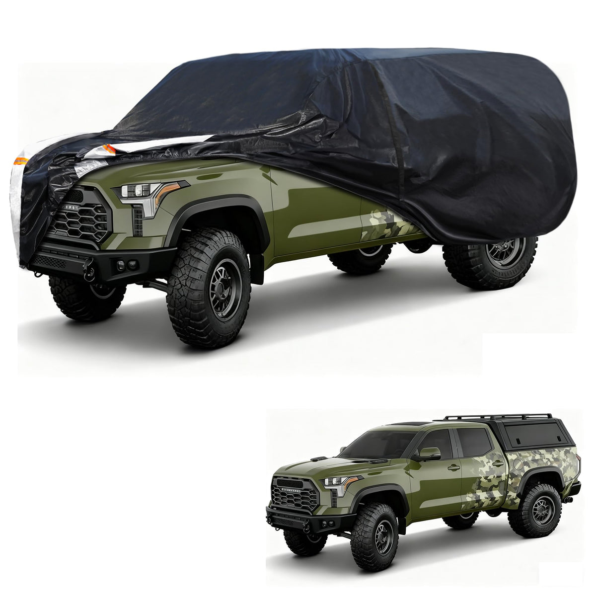 Truck Cover with Camper Shell Topper, Waterproof All Weather with Door Zipper R166307