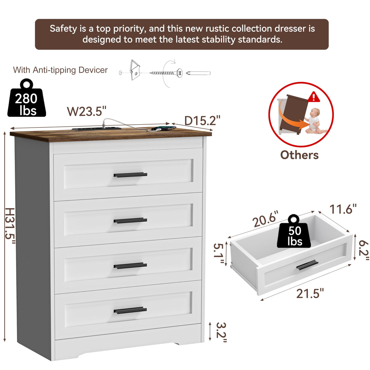 White 4 Drawer Dresser Q744968