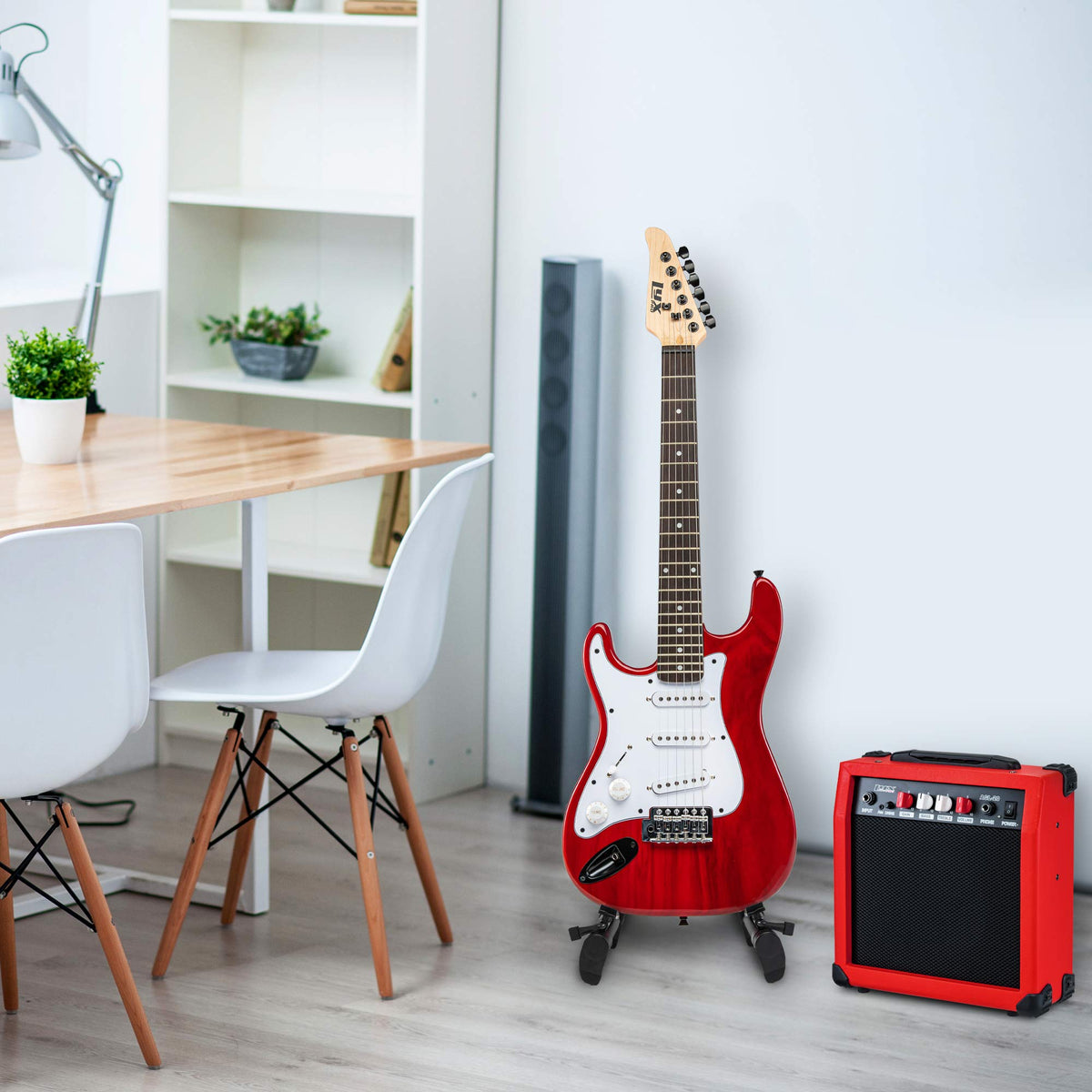 Left Hand 36 Inch 3/4 Size Electric Guitar Kit Red M13853