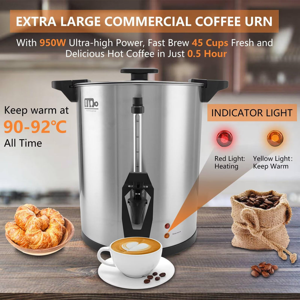 45 Cup 8L Commercial Coffee Urn 950W Hot Beverage Dispenser with Double Faucet F370237
