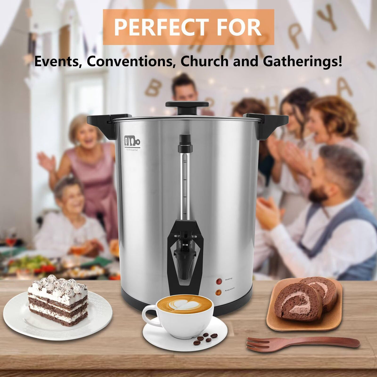 45 Cup 8L Commercial Coffee Urn 950W Hot Beverage Dispenser with Double Faucet F370237