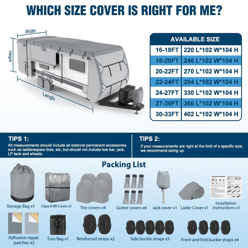 16-18ft Heavy Duty Waterproof RV Cover with Tire Cover H7939