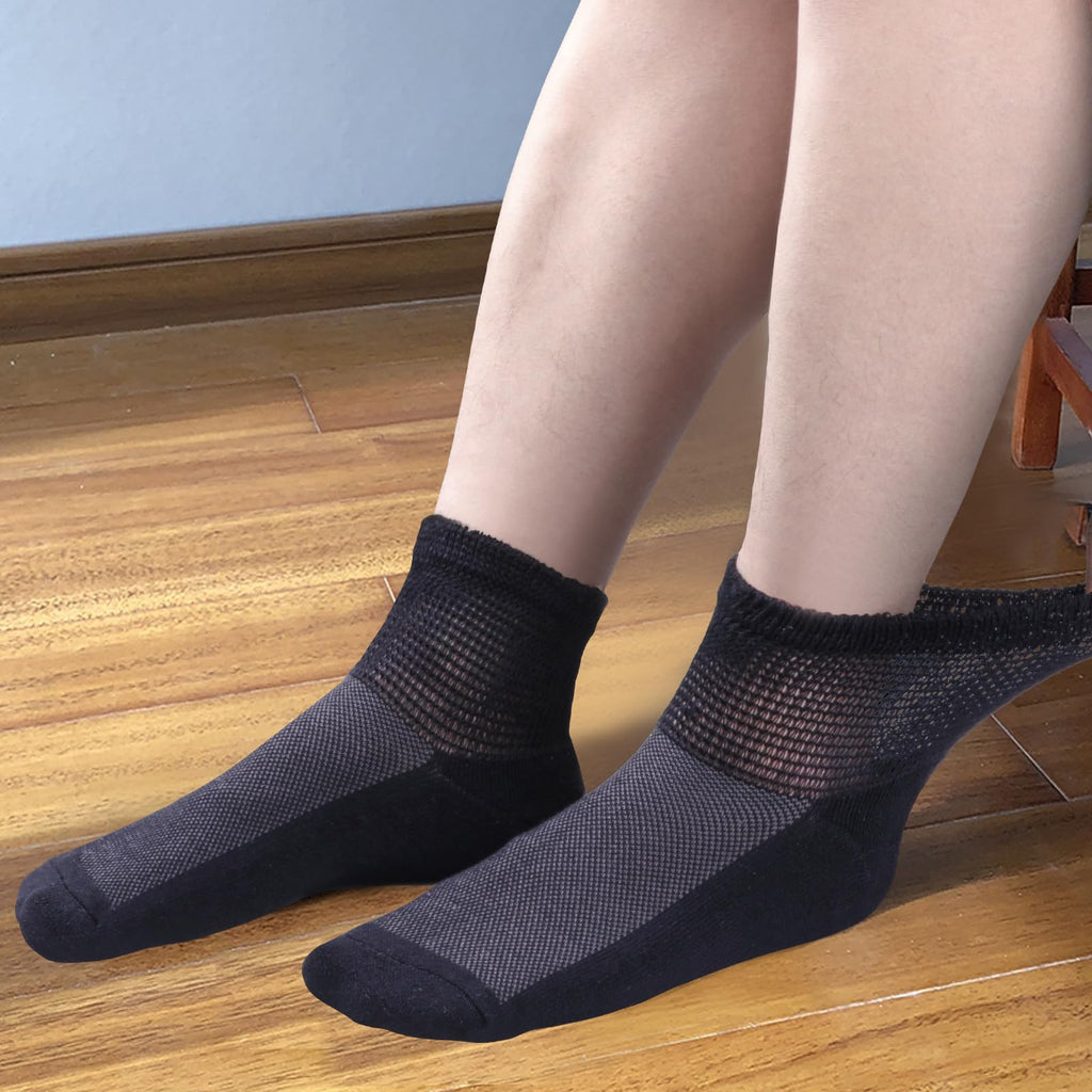 Bamboo Viscose Diabetic Socks, Black, Size 10-13, 5 Pairs Y4642