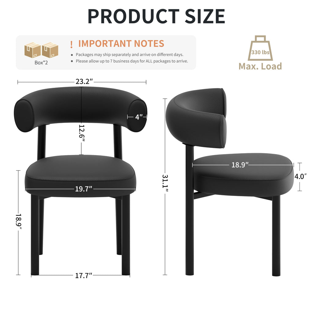 Black Faux Leather Dining Chairs Set of 4 I86143