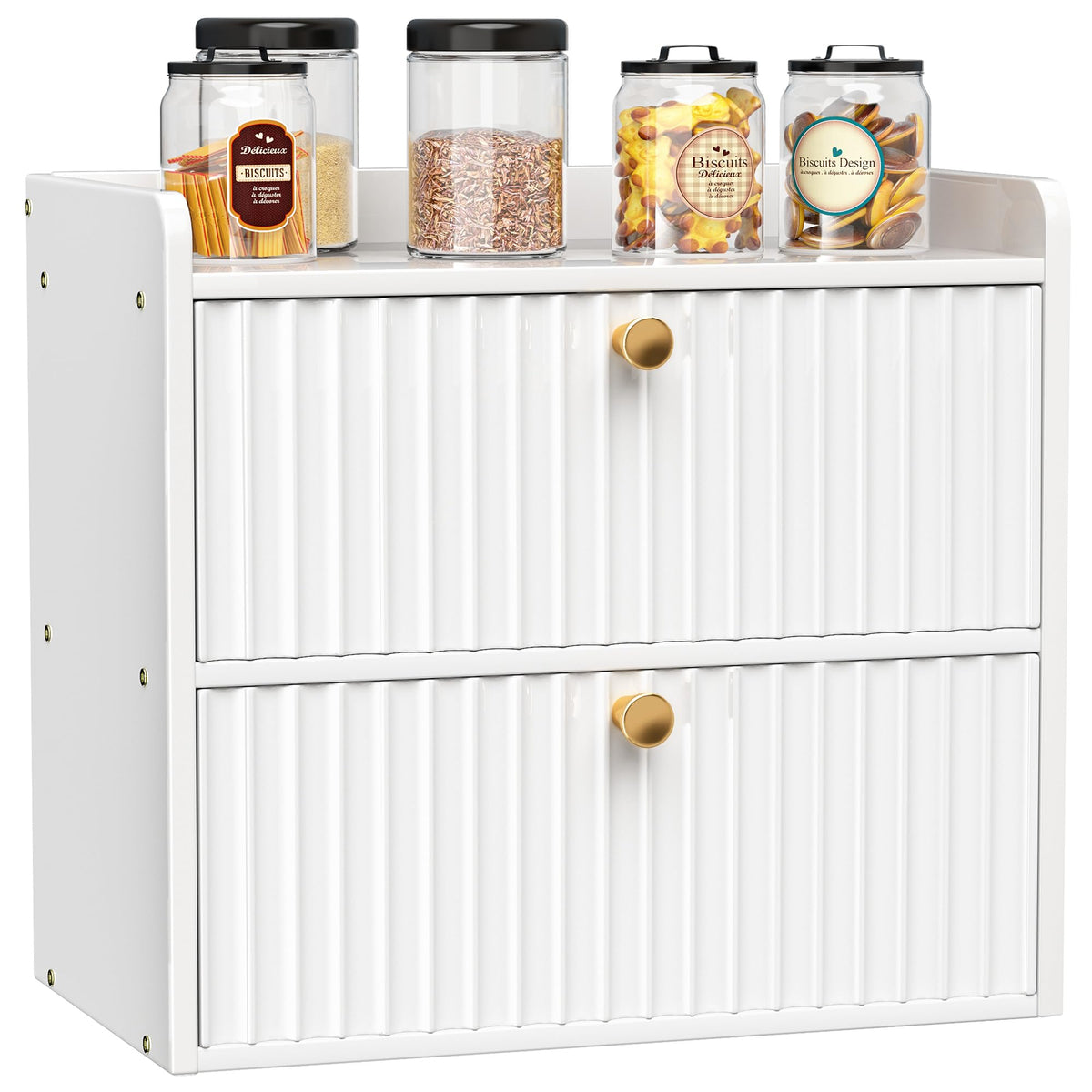 White Double Layer Bamboo Bread Box A549