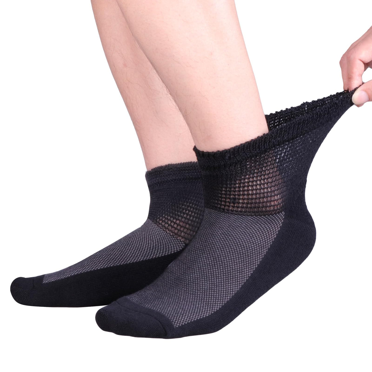 Bamboo Viscose Diabetic Socks, Black, Size 10-13, 5 Pairs Y4642