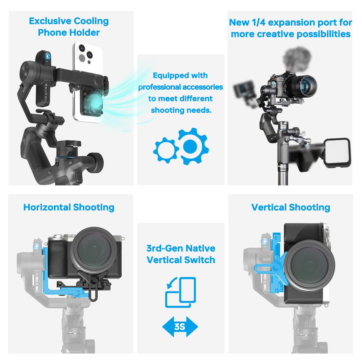 Camera Gimbal with AI Tracker, Detachable Remote Handle, Payload 4.4lbs, Bluetooth Control R36674