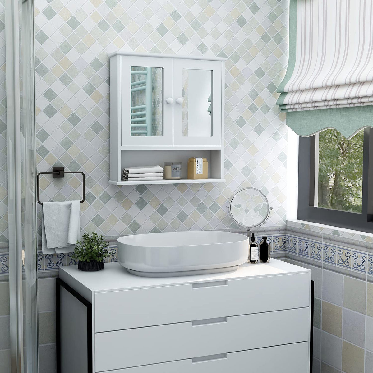 Medicine Cabinet with Mirror 2 Doors W409