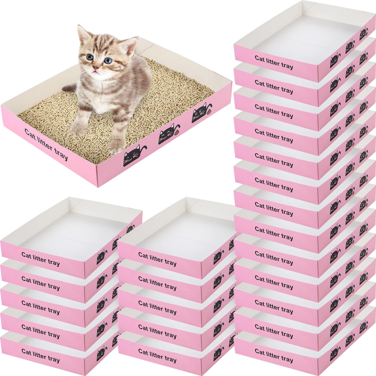 30 Pack Disposable Paper Cat Litter Box D303