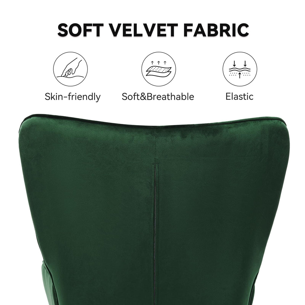 Velvet Upholstered Accent Chair Set of 2 with Metal Legs G180