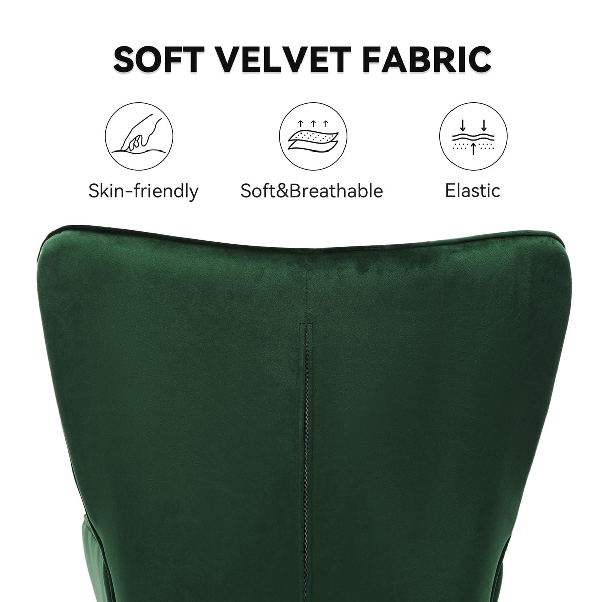 Velvet Upholstered Accent Chair Set of 2 with Metal Legs G180