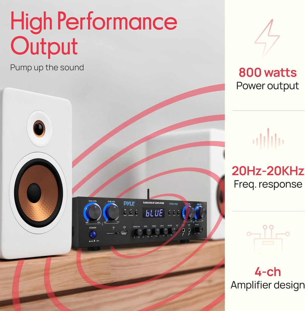 4 Channel 800 Watt Bluetooth Stereo Receiver W394