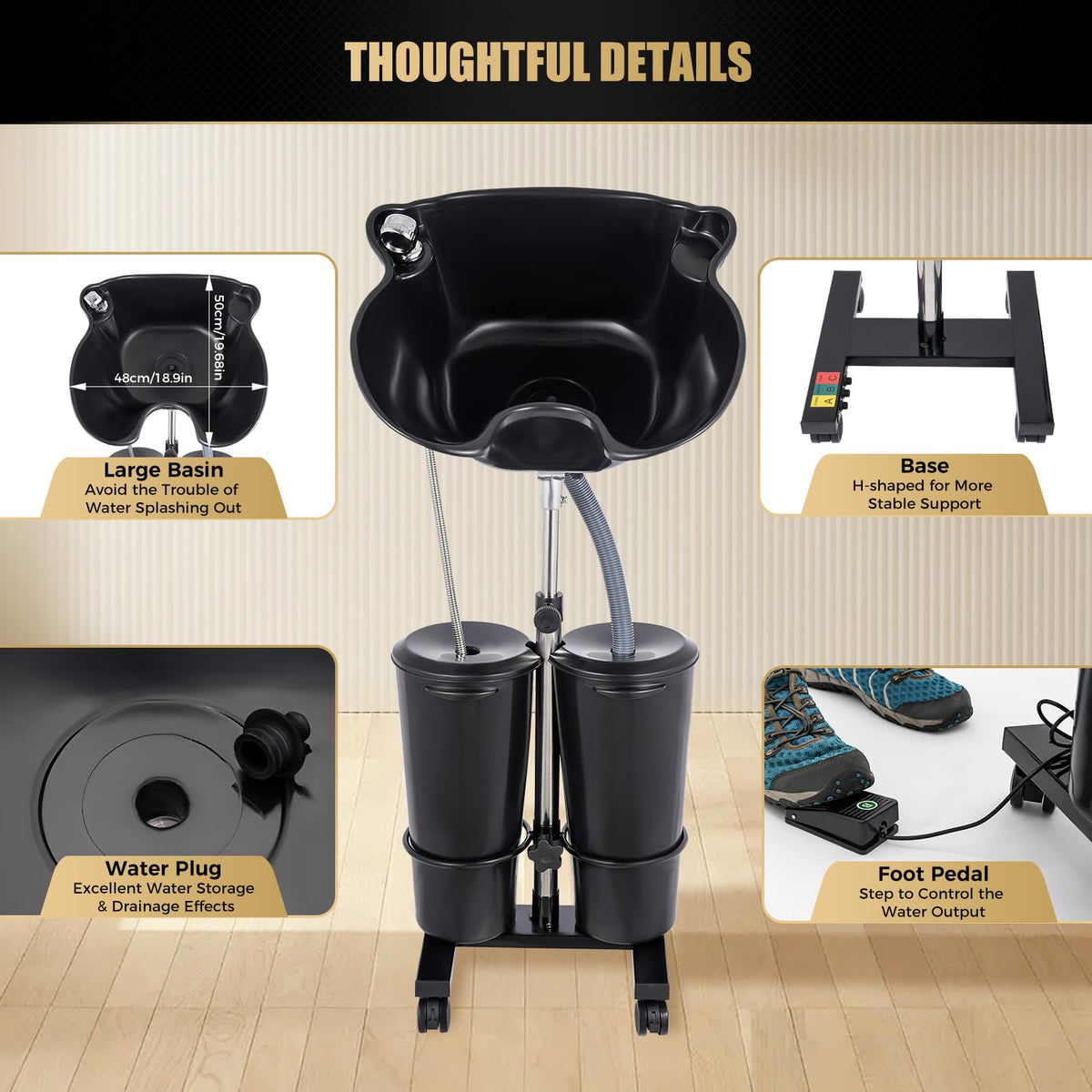 Electric Portable Shampoo Bowl, Black H547762