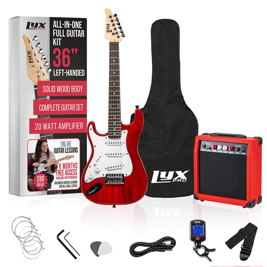 Left Hand 36 Inch 3/4 Size Electric Guitar Kit Red M13853
