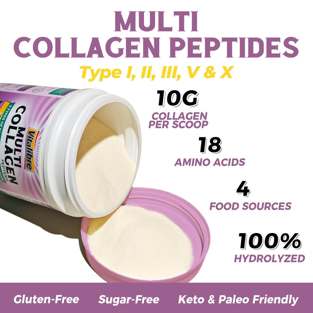 Multi Collagen Peptides Powder Type I II III V X Unflavored 8oz H939859