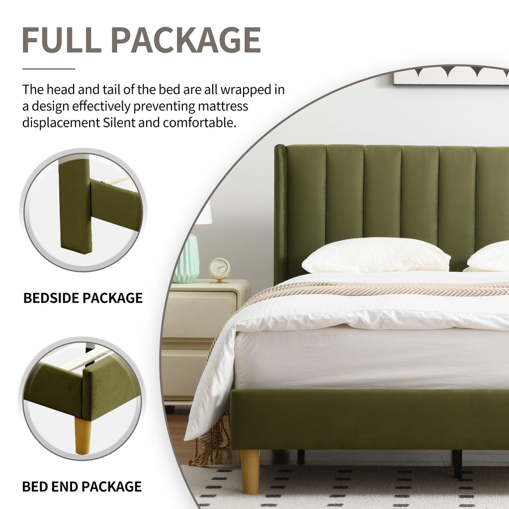 Queen Bed Frame with Upholstered Headboard C38557