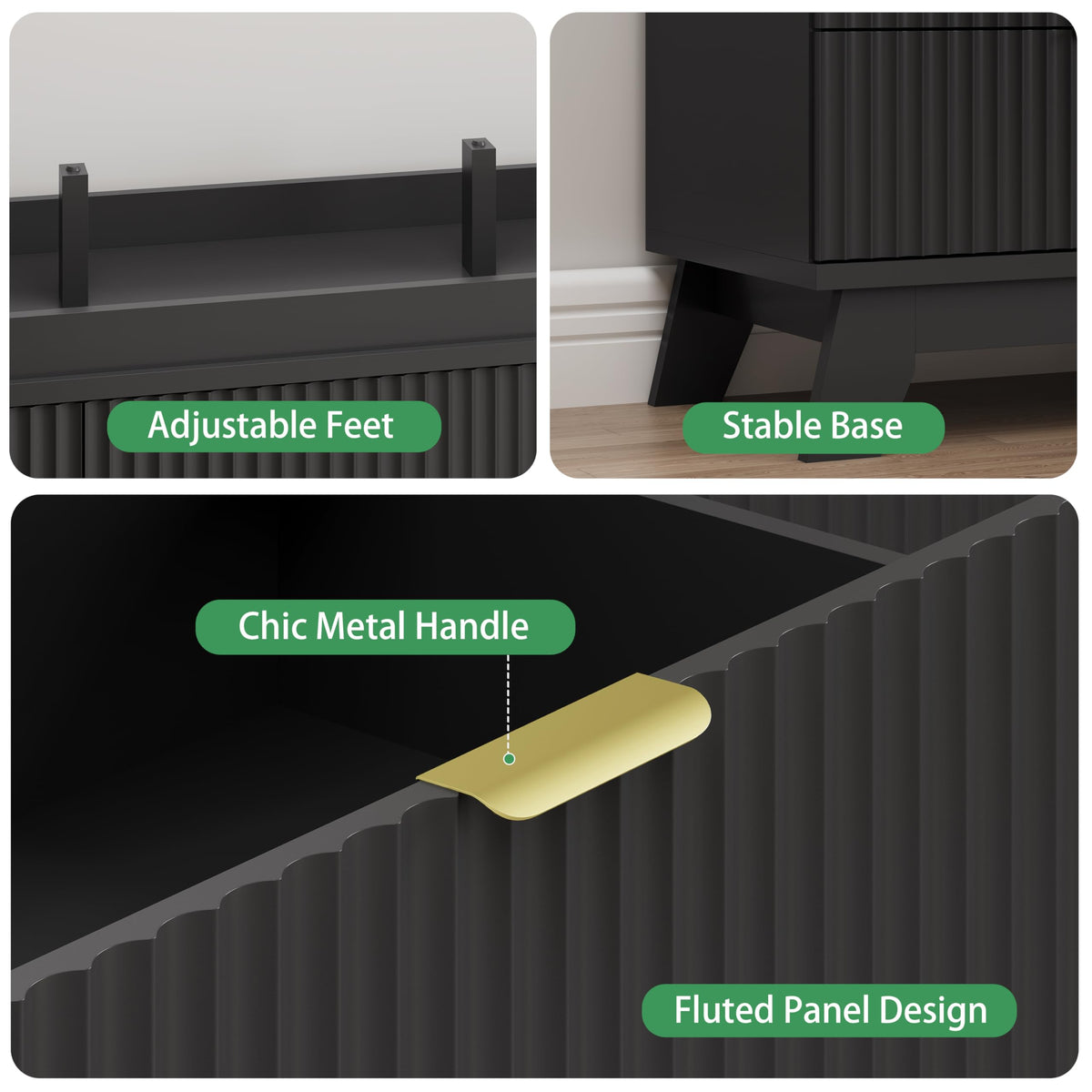 Black 9 Drawer Fluted Wood Dresser H14818