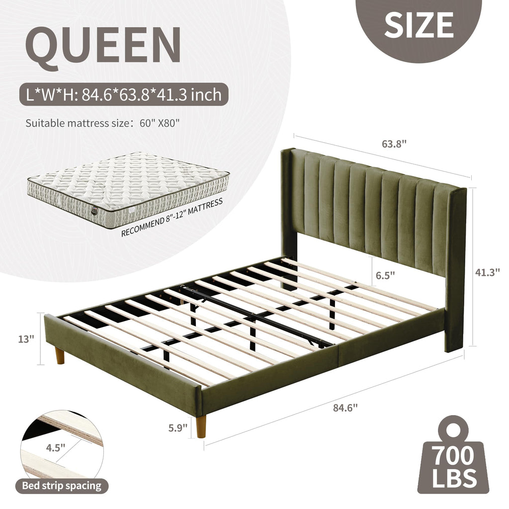 Queen Bed Frame with Upholstered Headboard C38557
