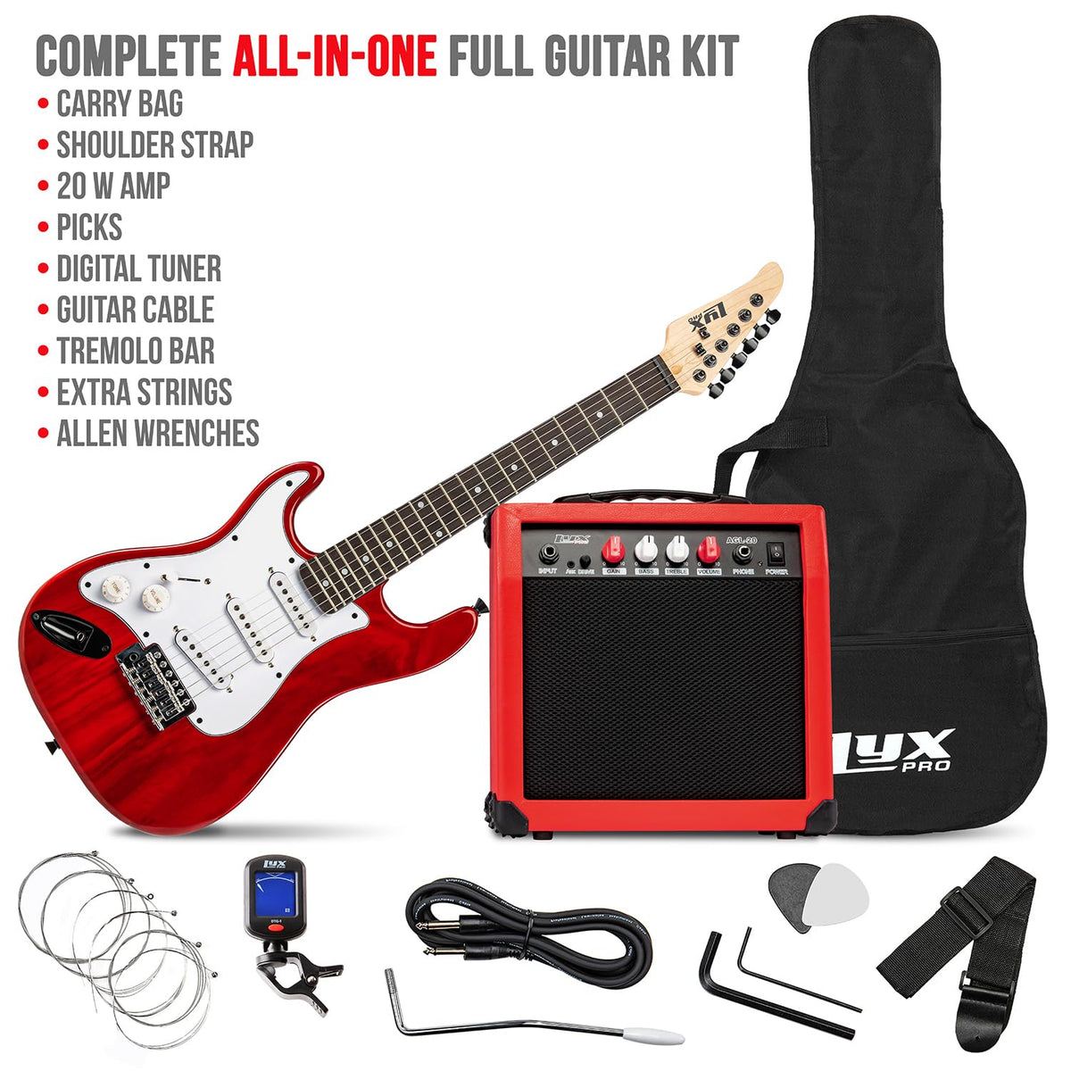 Left Hand 36 Inch 3/4 Size Electric Guitar Kit Red M13853