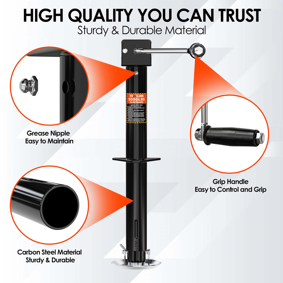 5000 lbs 15" Lift A-Frame Trailer Jack W649820