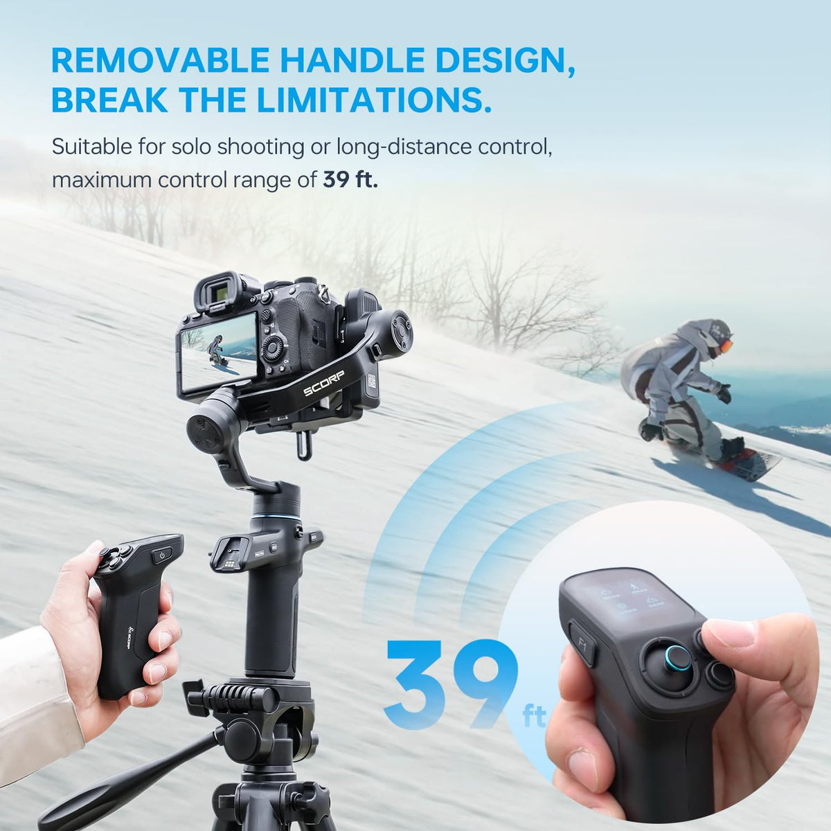 Camera Gimbal with AI Tracker, Detachable Remote Handle, Payload 4.4lbs, Bluetooth Control R36674