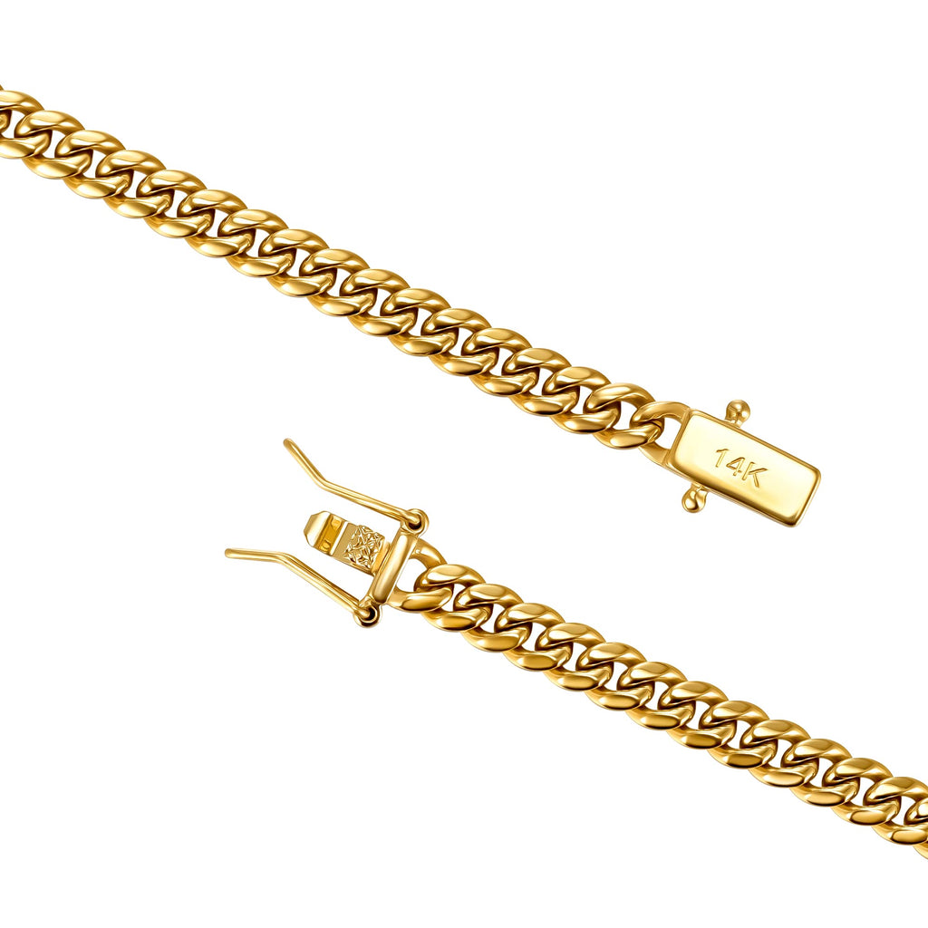 4mm 6mm Gold Plated Stainless Steel Cuban Link Chain Necklace Bracelet L616919