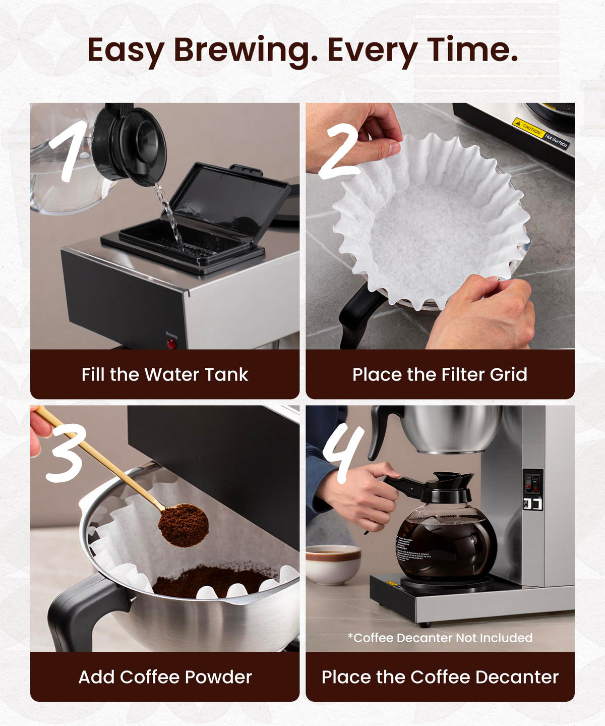 Commercial Pour Over Coffee Maker with 2 Warmers B4826