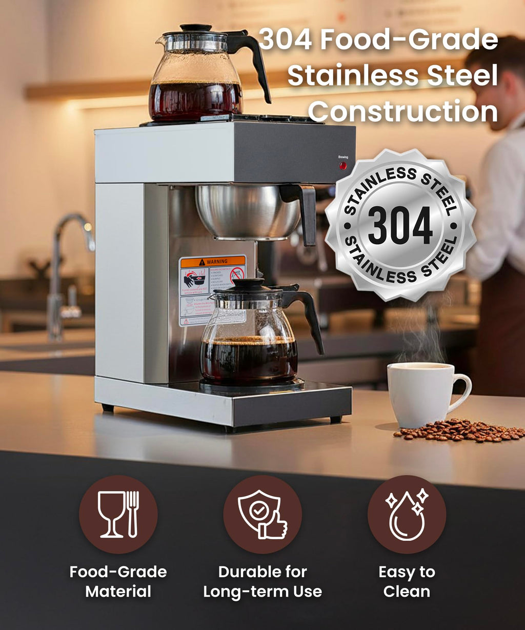 Commercial Pour Over Coffee Maker with 2 Warmers B4826