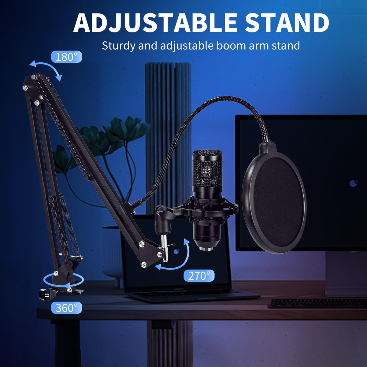 USB Condenser Microphone Kit with Boom Arm Stand G9758