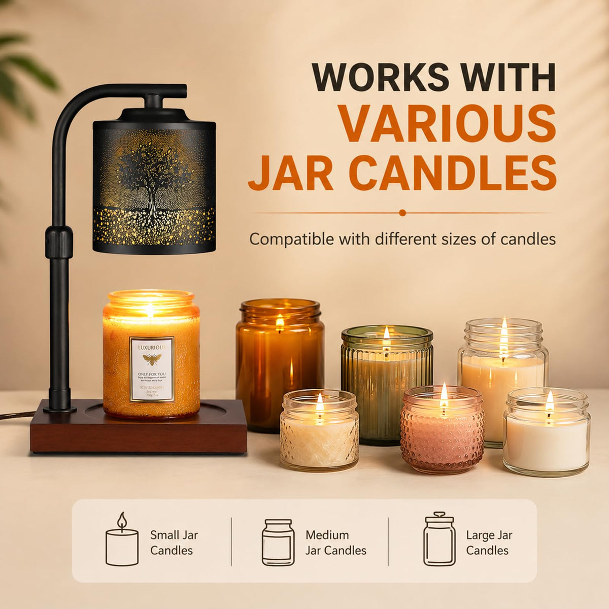 Electric Candle Warmer Lamp Adjustable Height Dimmable U686